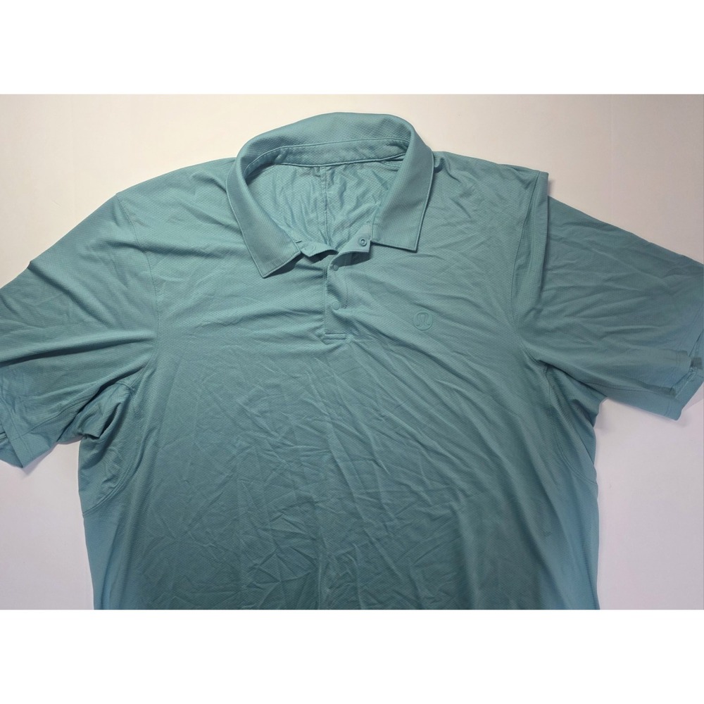 Lululemon Mens Size 2XL Green/Blue‎ Short Sleeve Polo Shirt